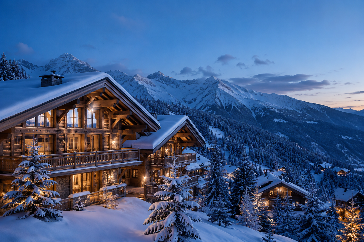 Snow-covered chalets in Courchevel for State IV Drip Courchevel