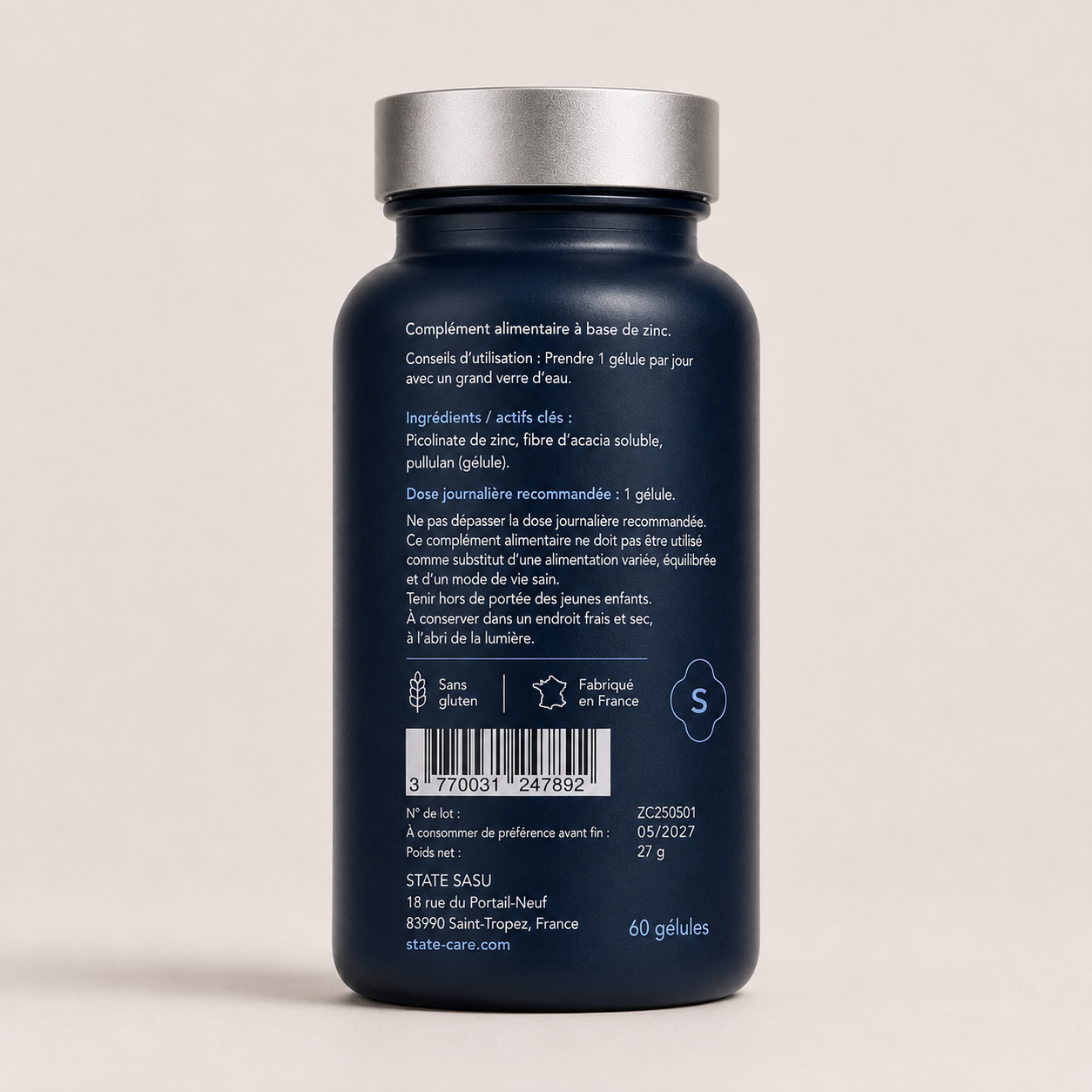 Clear Shield by state, back label with ingredients and usage
